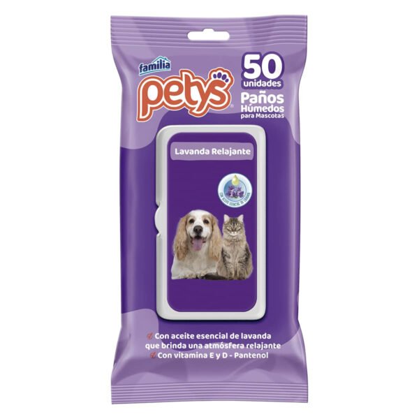 Petys Pañitos Húmedos Lavanda Relajante 50 Unidades