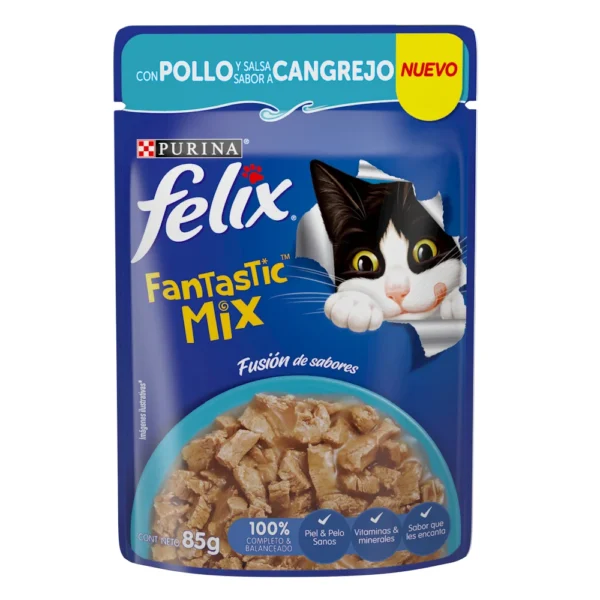 Felix Fantastic Mix con Salsa Sabor a Pollo y Cangrejo Sobre 85 gr