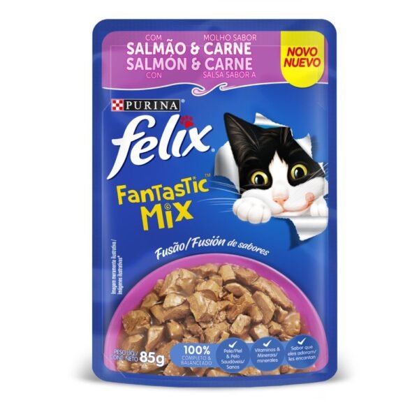 Felix Fantastic Mix con Salmón y Salsa Sabor a Carne Sobre 85 gr