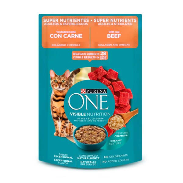 One Pouch Gato Super Nutrientes Carne Adulto y Esterilizado 85 gr