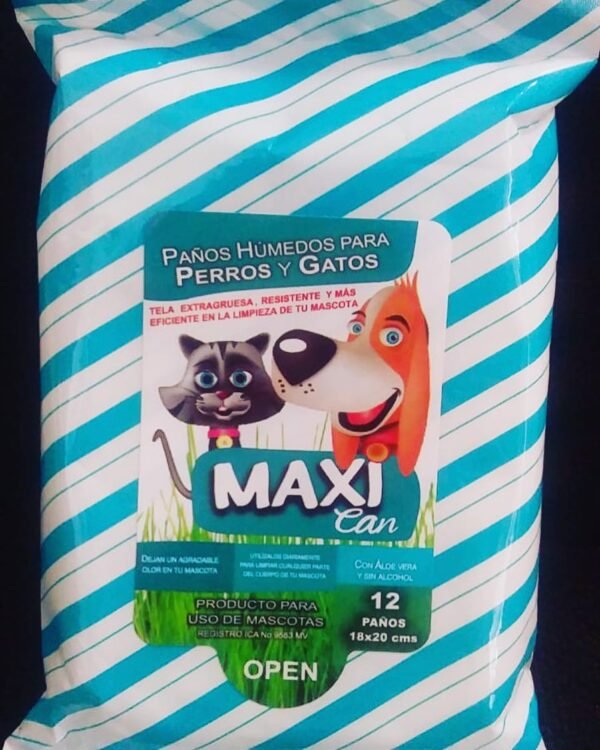 Maxi Can Pañitos Humedos para Perro y Gato 12 Unidades