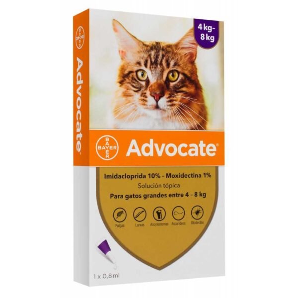 Advocate Antiparasitario Pipeta De 0.8 ml Para Gato Grande De 4-8 Kg