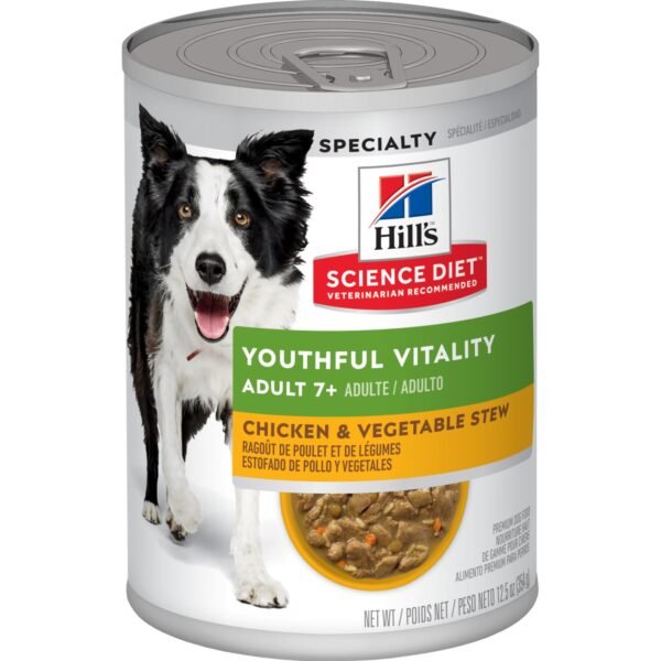 Hills Science Diet Perro Adulto 7+ Youthful Vitality Estofado Pollo Y Verduras 354 Gr